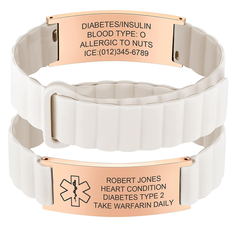 Silicone Band Women - 남녀공용 맞춤 제작 의료 ID 팔찌,