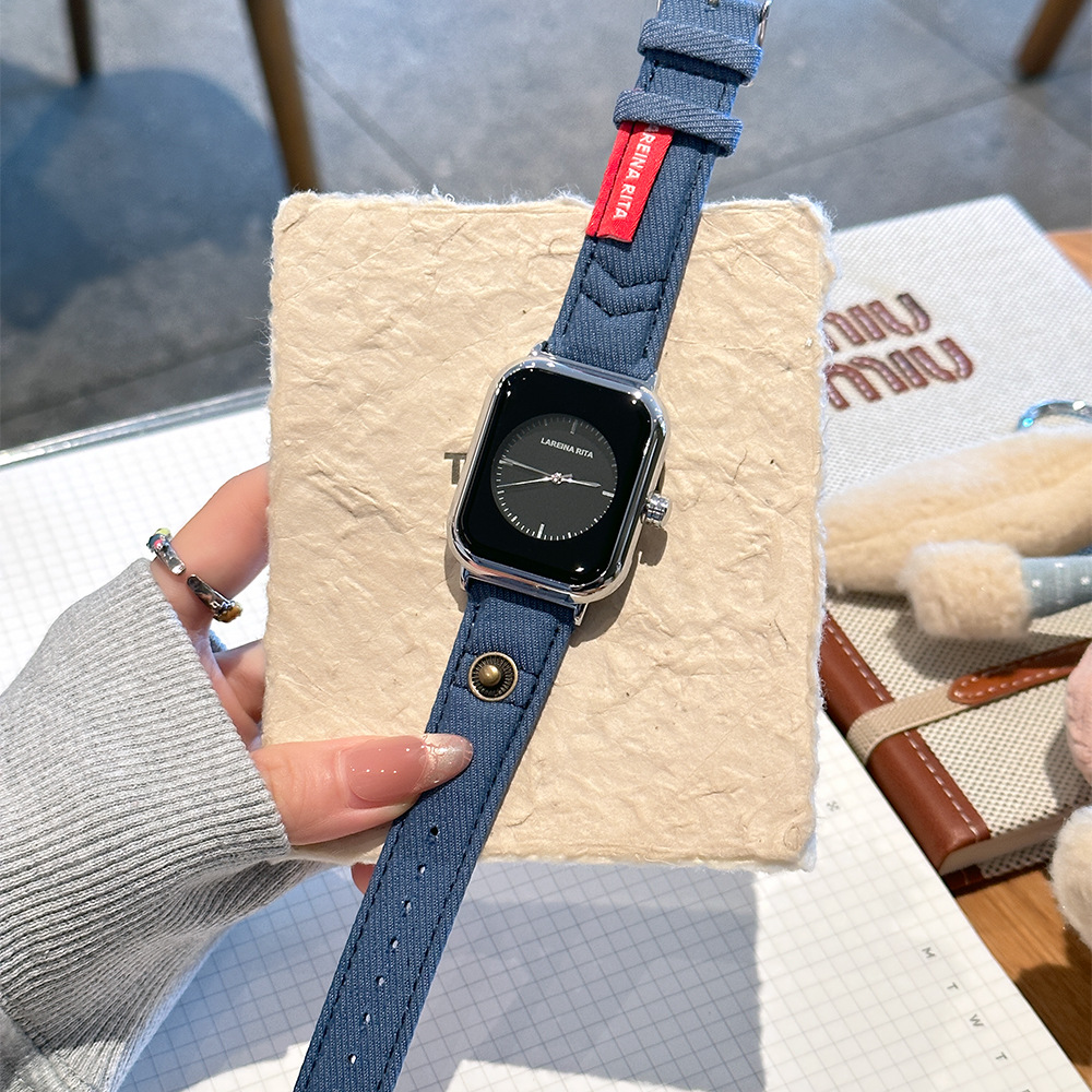 Canvas Strap Watch - 데님 캔버스 스트랩이 있는 새로운 세련된