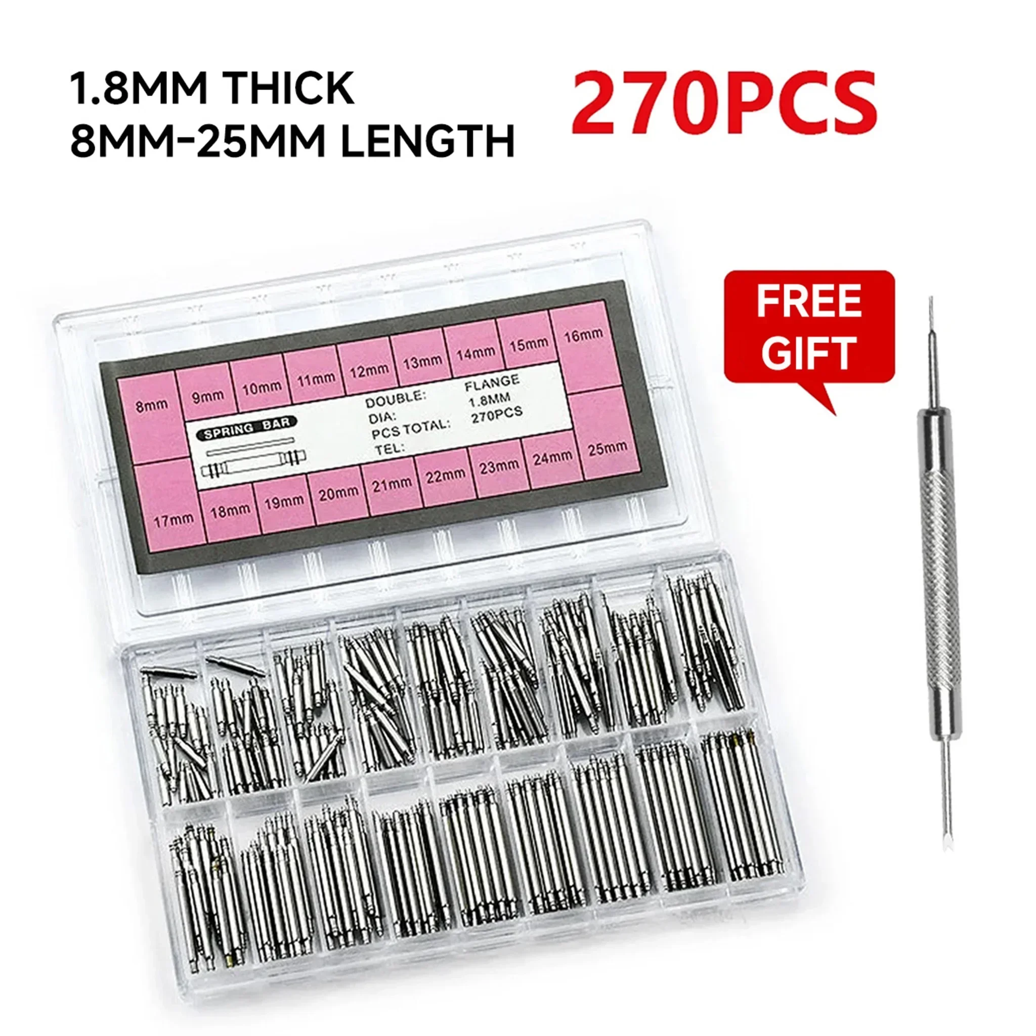 Spring Bar Tool Set - 270 개/대 Strainless 스틸 스프링 바