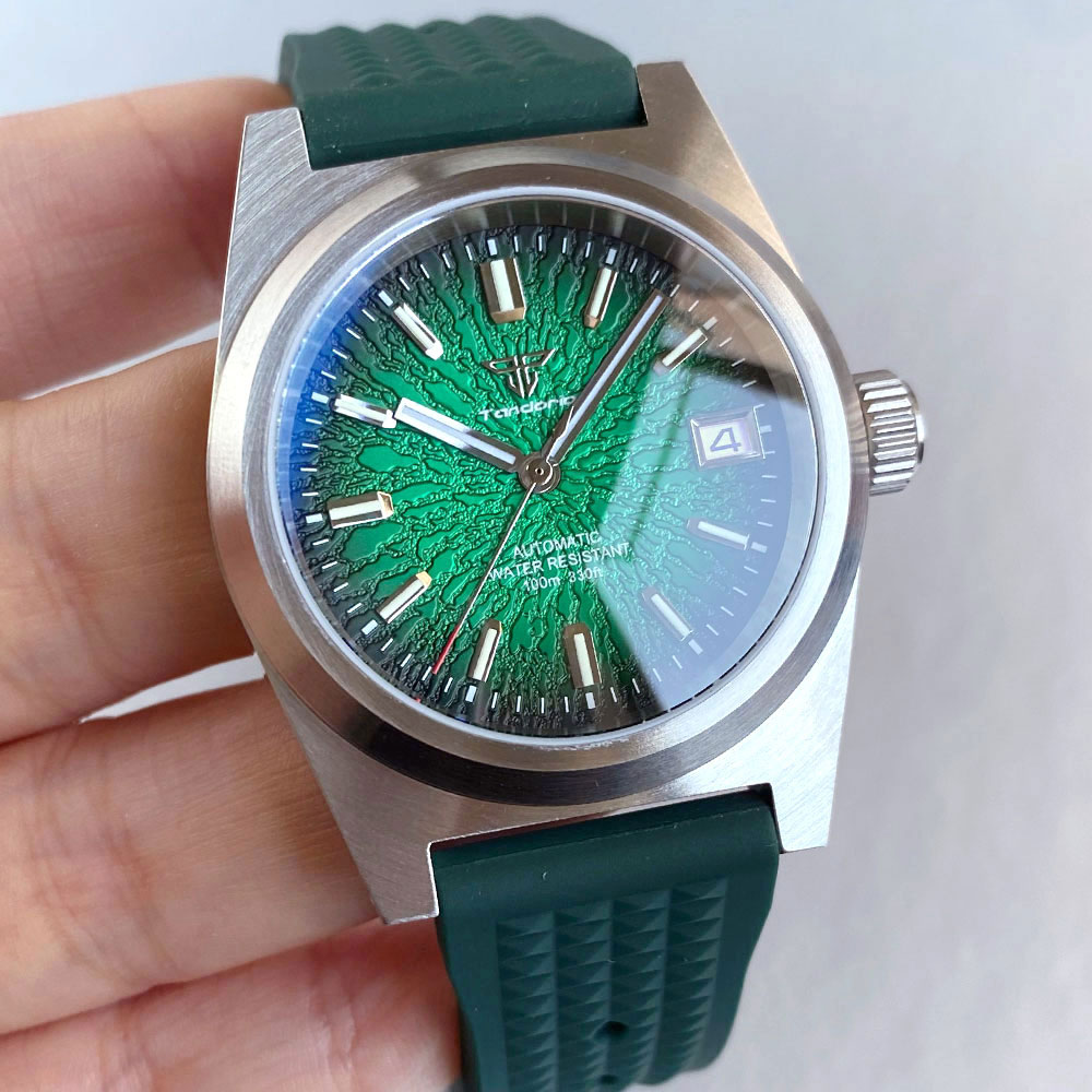 Rubber Strap Diver - 신제품 38mm 기계식 시계 남성용 그린