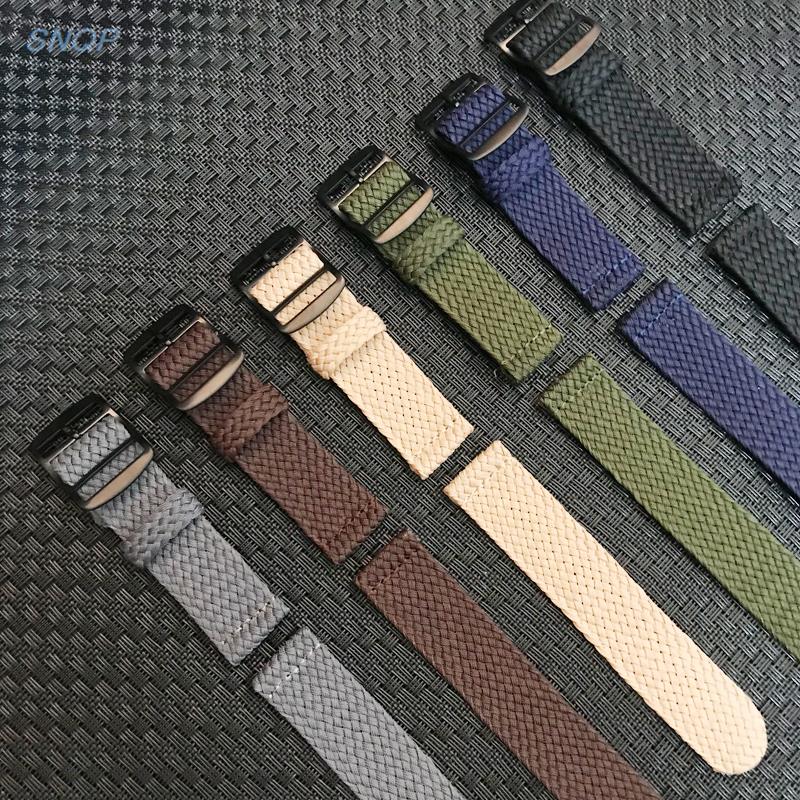 Perlon Strap Woven - 20mm 22mm 블랙 네이비 솔리드 컬러