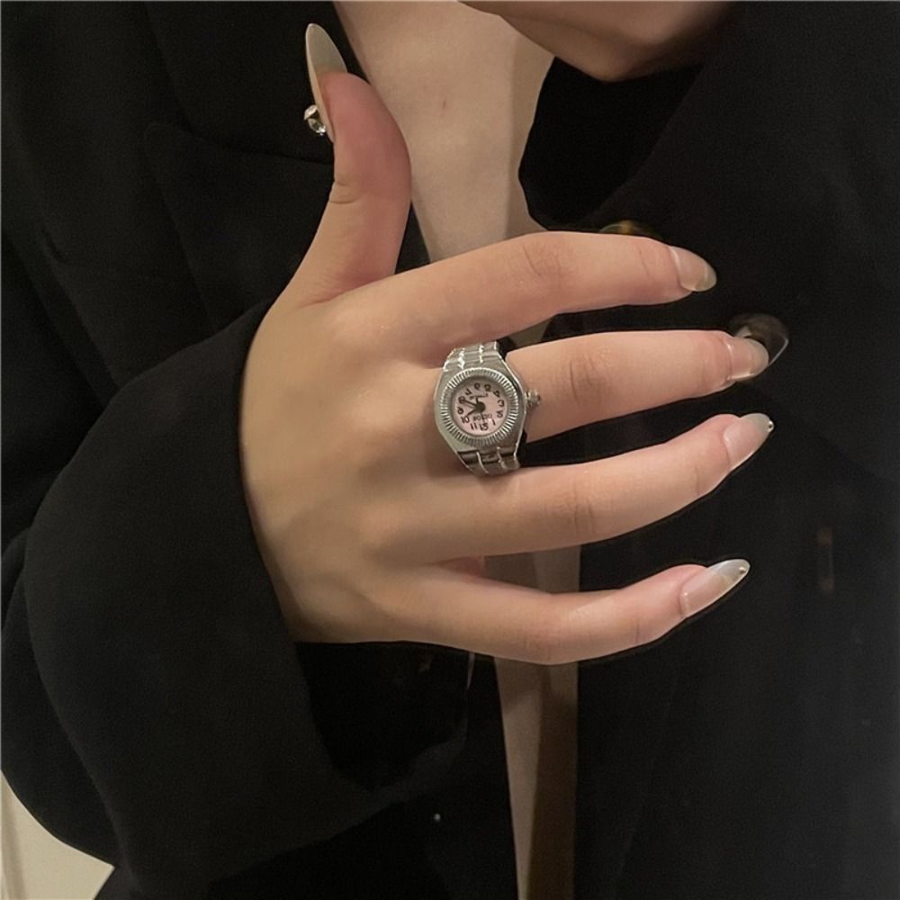 Canvas Strap Watch - 펑크 미니 손가락 시계 반지 합금