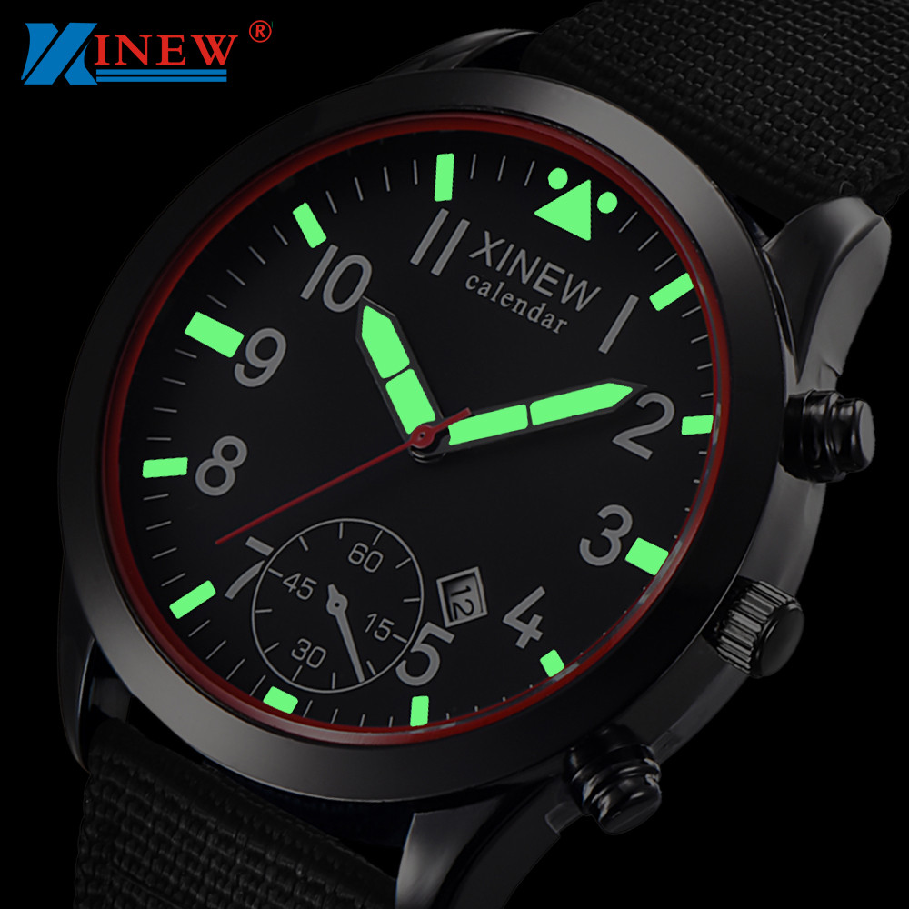 Canvas Strap Watch - 2020 XINEW 남성용 야광 달력 쿼츠