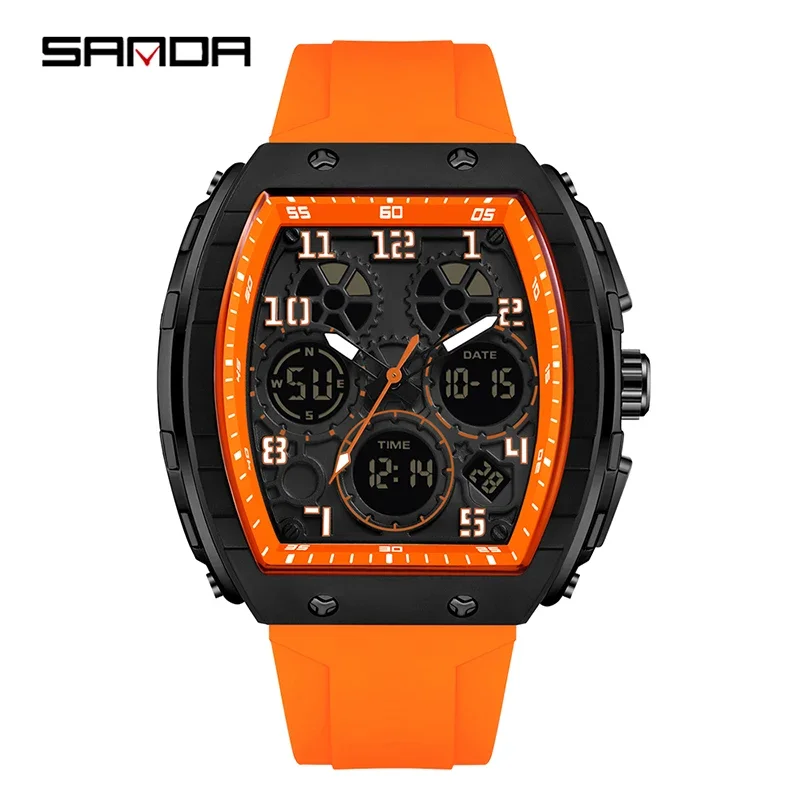 Rubber Strap Diver - SANDA 6157 새로운 패션 남성용 전자