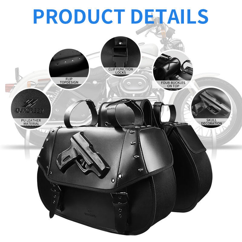 Leather Strap Quick Release - 34L 유니버설 오토바이 PU 가죽 새들백,