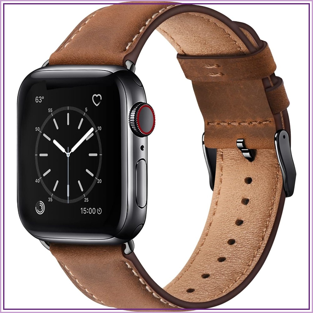 Leather Watch Band Men - 탑 그레인 가죽 밴드, 애플워치 42/44/45/46/49mm