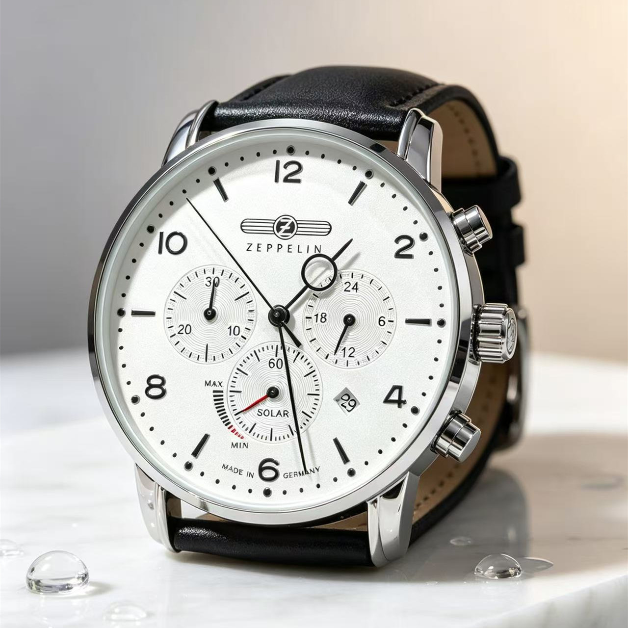 Leather Watch Band Men - Zeppelin Airship 자동 날짜 남성용 케이스