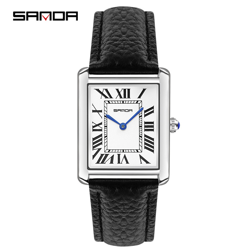Leather Watch Band Men - Sanda 남녀공용 직사각형 손목 시계, 유니섹스