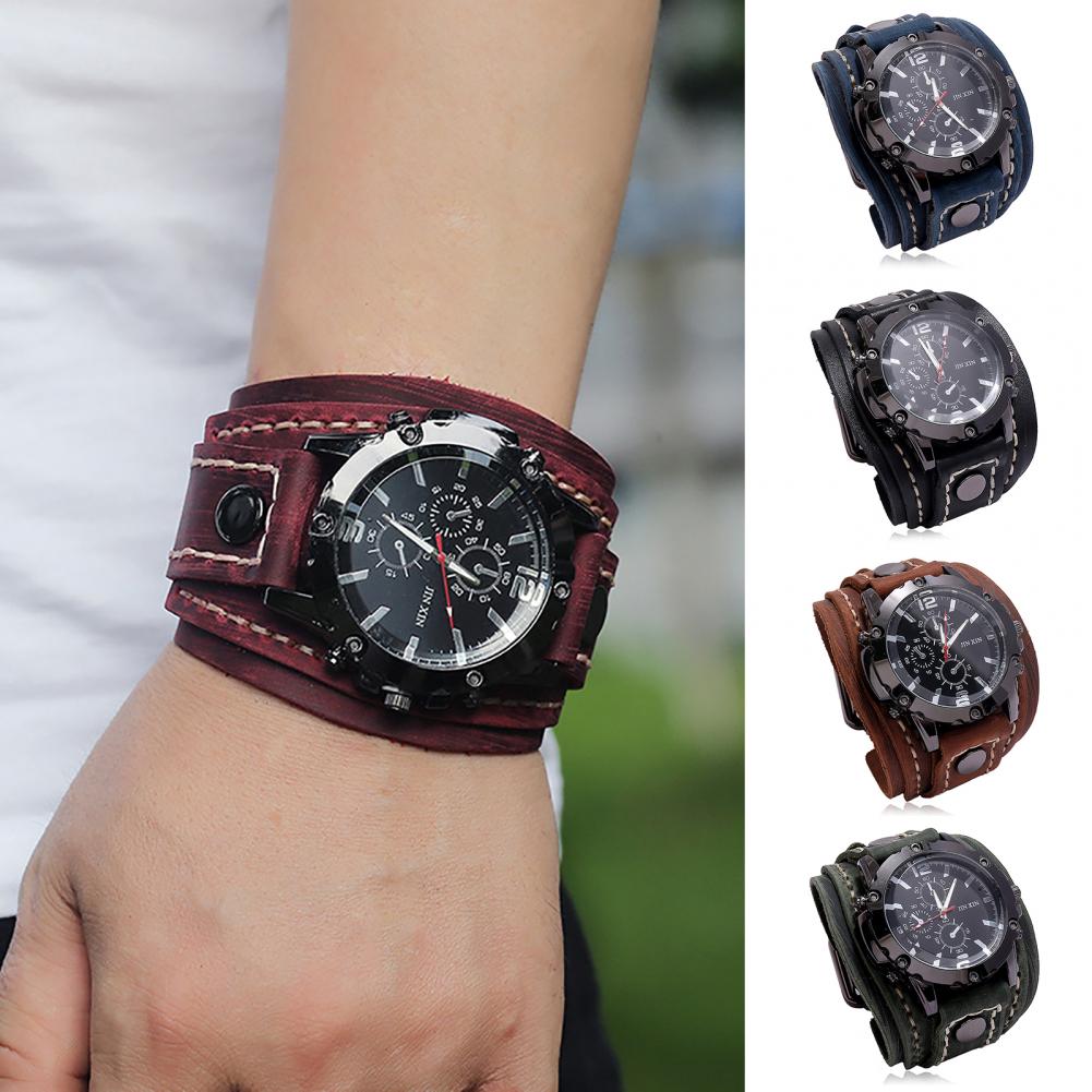 Leather Watch Band Men - 레트로 망 쿼츠 시계 라운드 다이얼