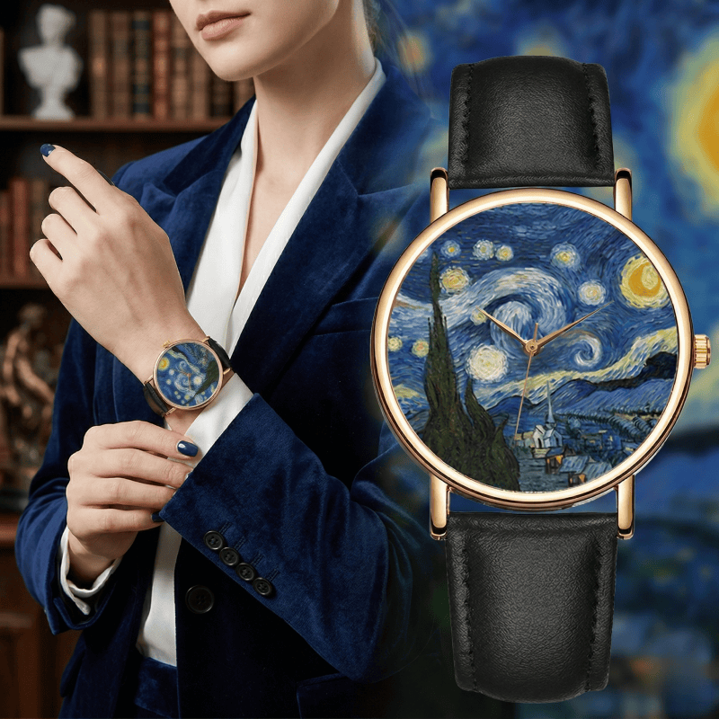 Leather Watch Band Men - 반 고흐 그림 디자인 여성용 남성용