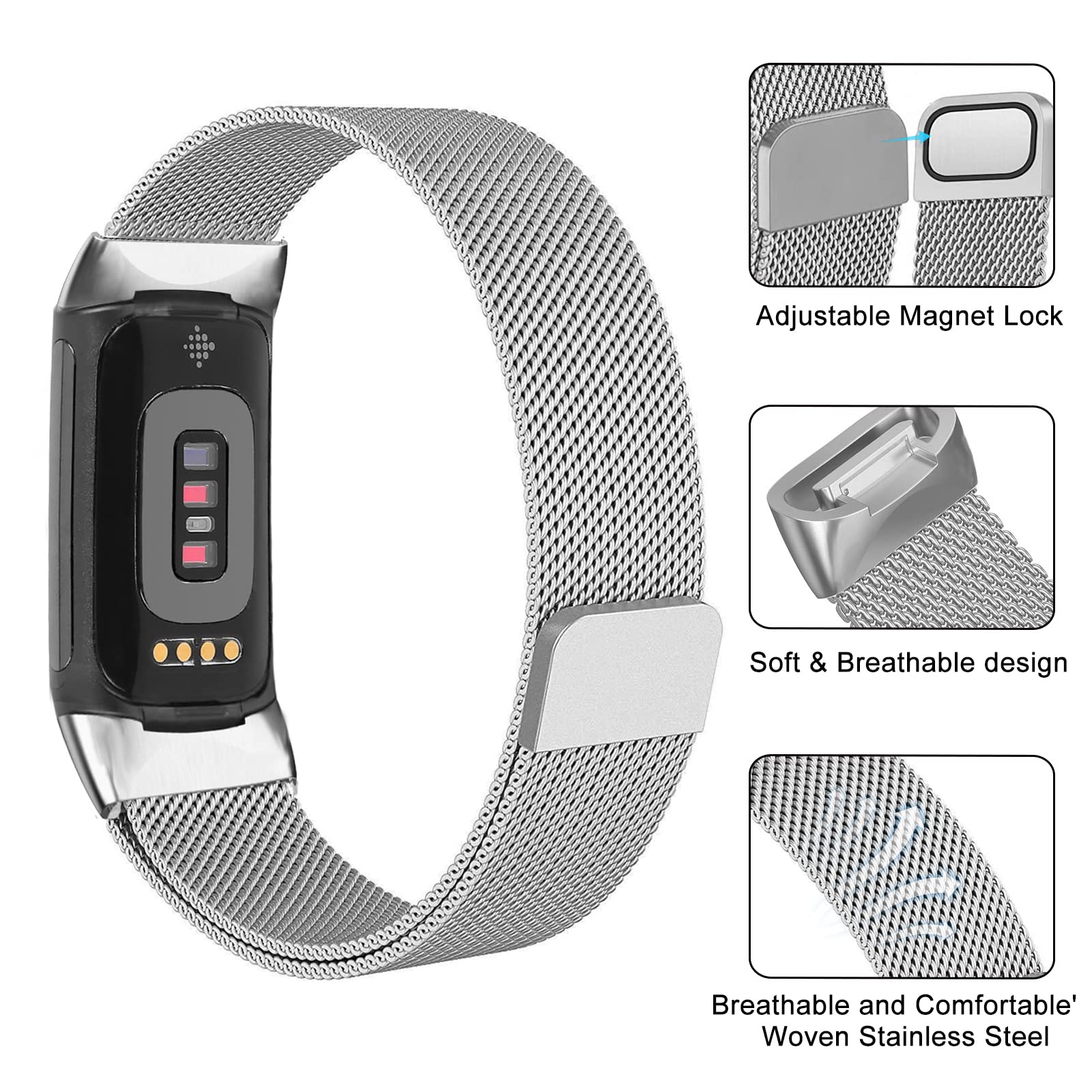Milanese Loop Magnetic - Fitbit 충전용 밀라노 루프 6 5