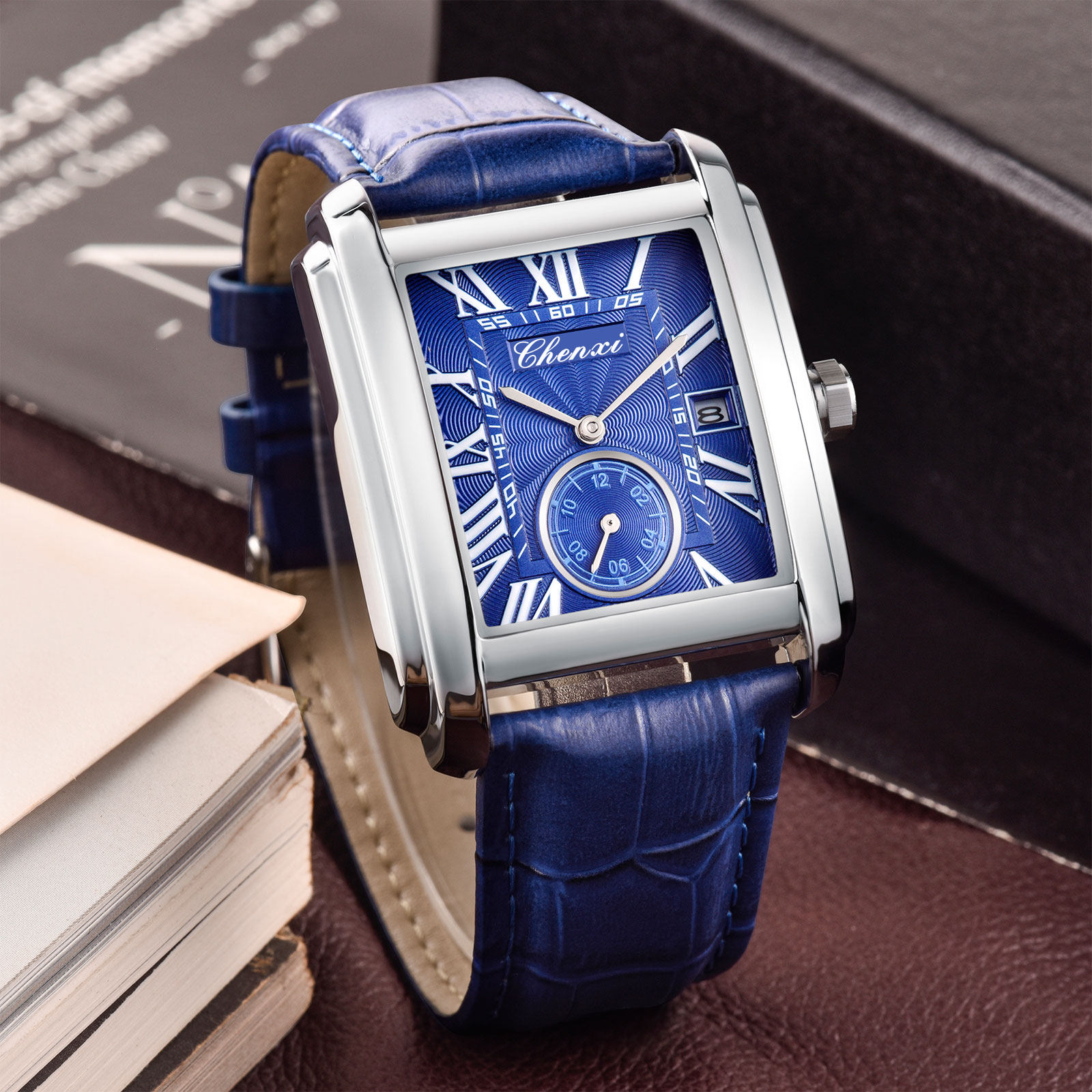 Chenxi 8216 새로운 패션 소년 클래식 직사각형 - Leather Watch Band Men 리뷰 및 가격