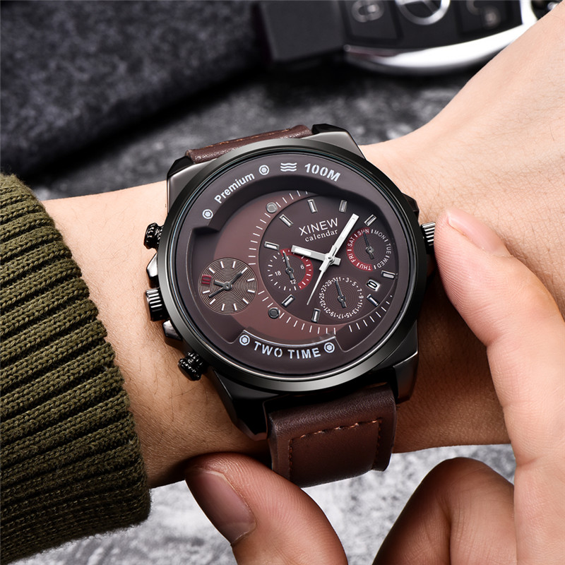 오리지널 XINEW 브랜드 남성 시계 블랙 소년 패션  - Leather Watch Band Men 리뷰 및 가격