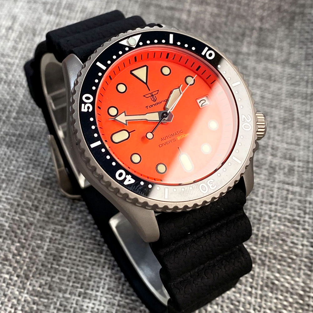 탄도리오 41mm 티타늄 NH35 남성용 시계 오렌지  - Rubber Strap Diver 리뷰 및 가격