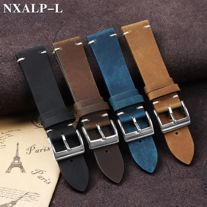 빈티지 오일 왁스 가죽 시계 밴드 18mm 20mm 2 - Nato Strap Nylon 리뷰 및 가격