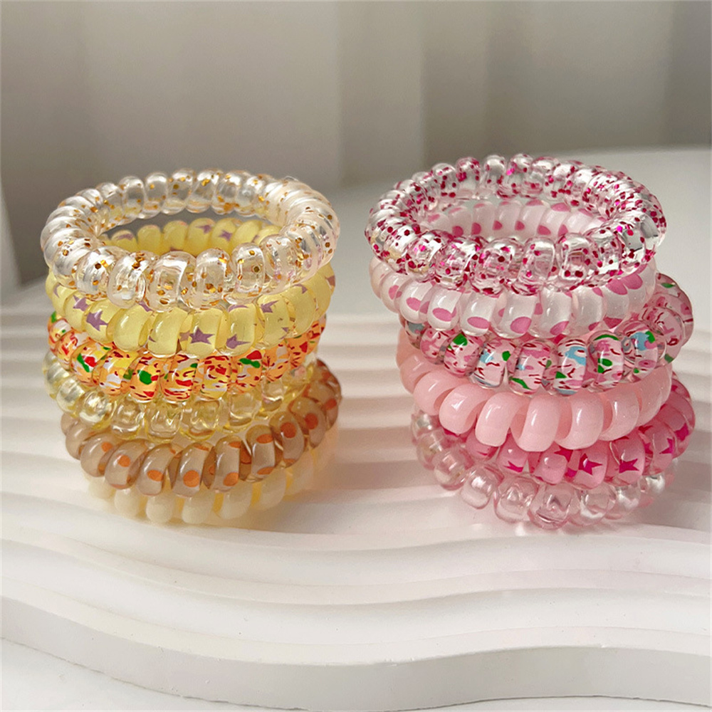 6pcs 달콤하고 귀여운 다채로운 나선형 헤어 타이 수 - Silicone Band Women 리뷰 및 가격