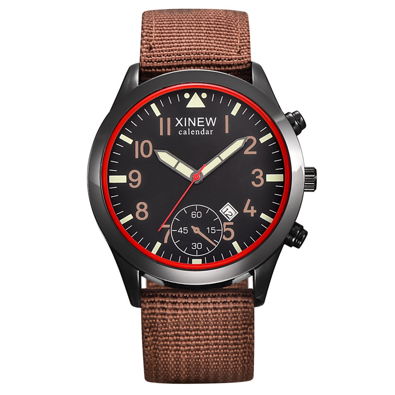 2020 XINEW 남성용 야광 달력 쿼츠 시계, 육군 - Canvas Strap Watch 리뷰 및 가격