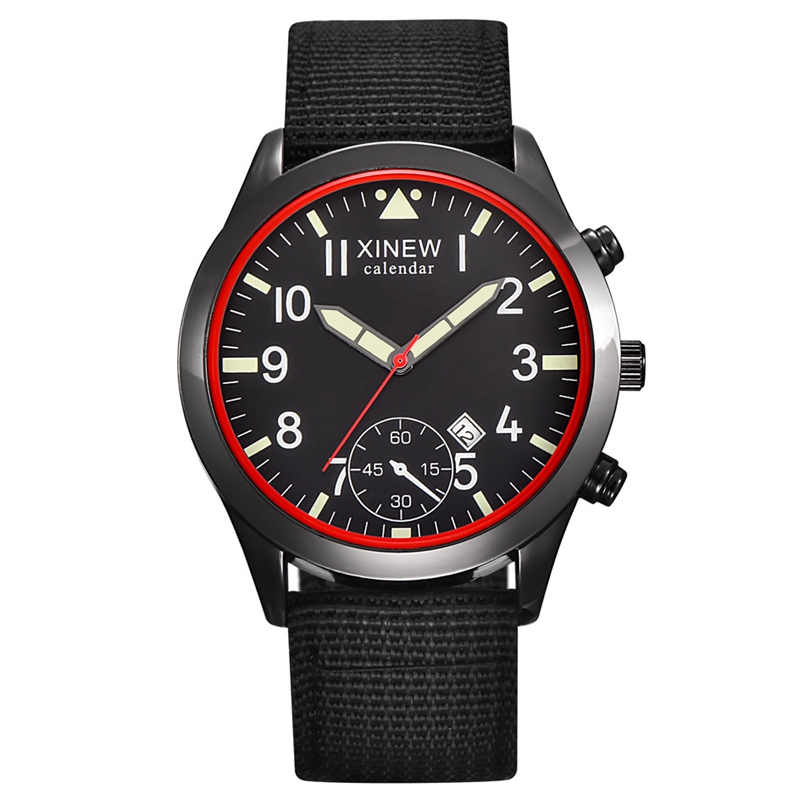 2020 XINEW 남성용 야광 달력 쿼츠 시계, 육군 - Canvas Strap Watch 리뷰 및 가격