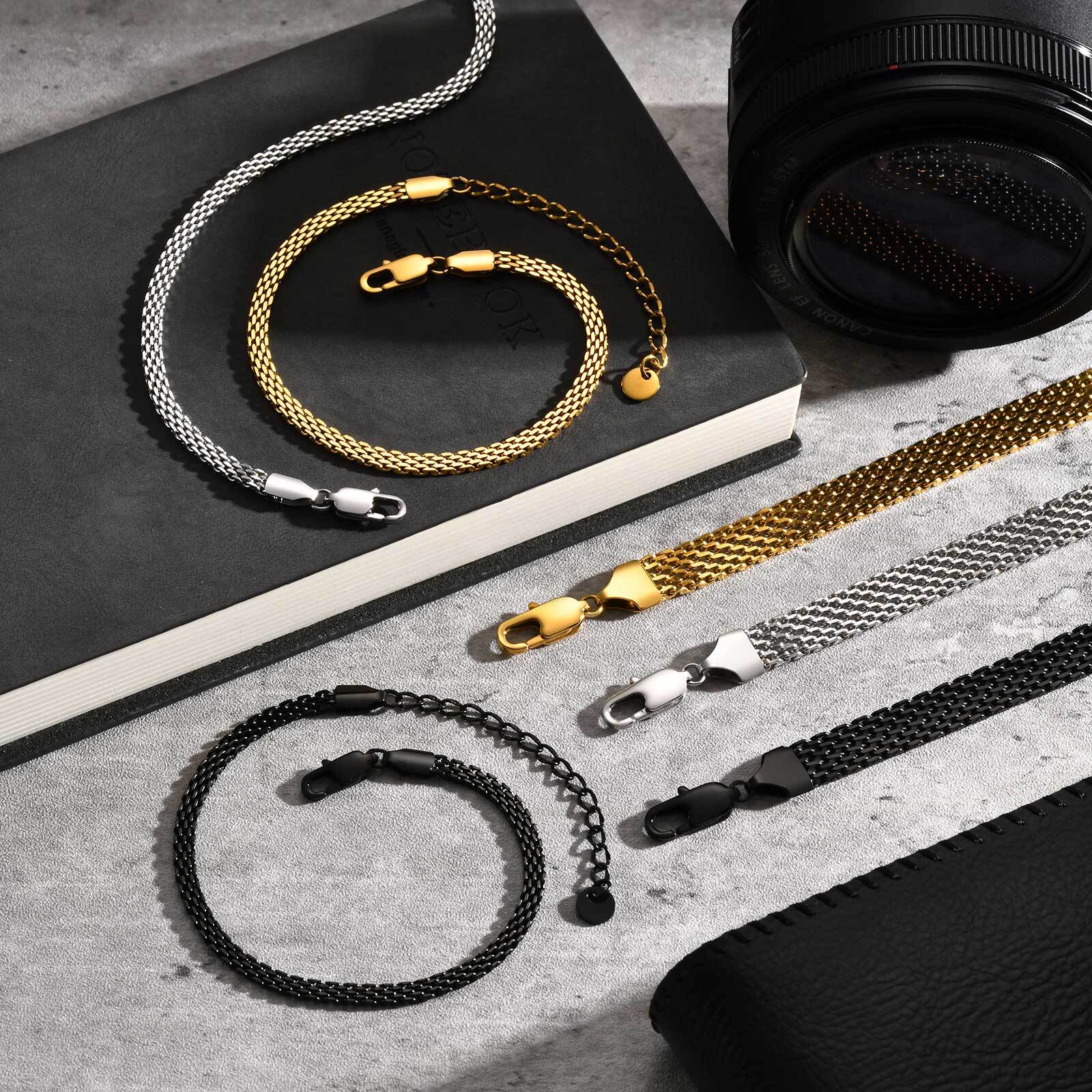 남자 소년을위한 3/8mm 메쉬 스트랩 체인 팔찌, 세 - Mesh Strap Metal 리뷰 및 가격