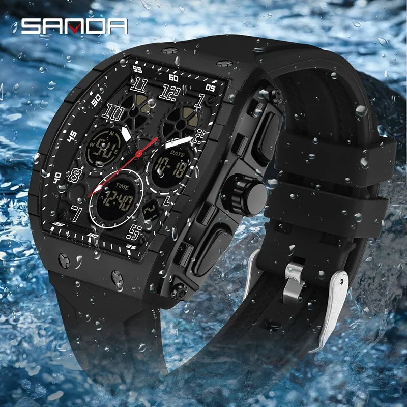 SANDA 6157 새로운 패션 남성용 전자 시계, 다 - Rubber Strap Diver 리뷰 및 가격