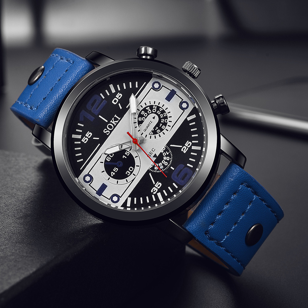 세련된 남성용 시계 세련된 브라운 가죽 밴드 쿼츠 시계 - Leather Watch Band Men 리뷰 및 가격