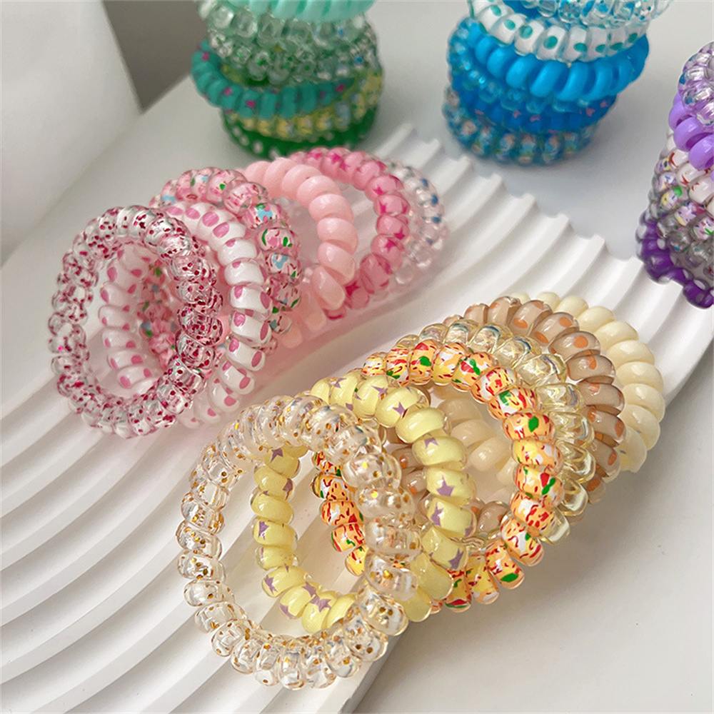6pcs 달콤한 귀여운 다채로운 나선형 헤어 넥타이 수 - Silicone Band Women 리뷰 및 가격