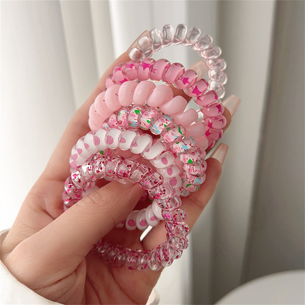6pcs 달콤한 귀여운 다채로운 나선형 헤어 넥타이 수 - Silicone Band Women 리뷰 및 가격