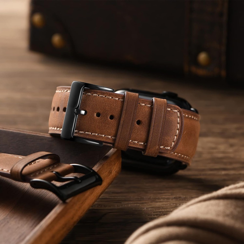 탑 그레인 가죽 밴드, 애플워치 42/44/45/46/ - Leather Watch Band Men 리뷰 및 가격