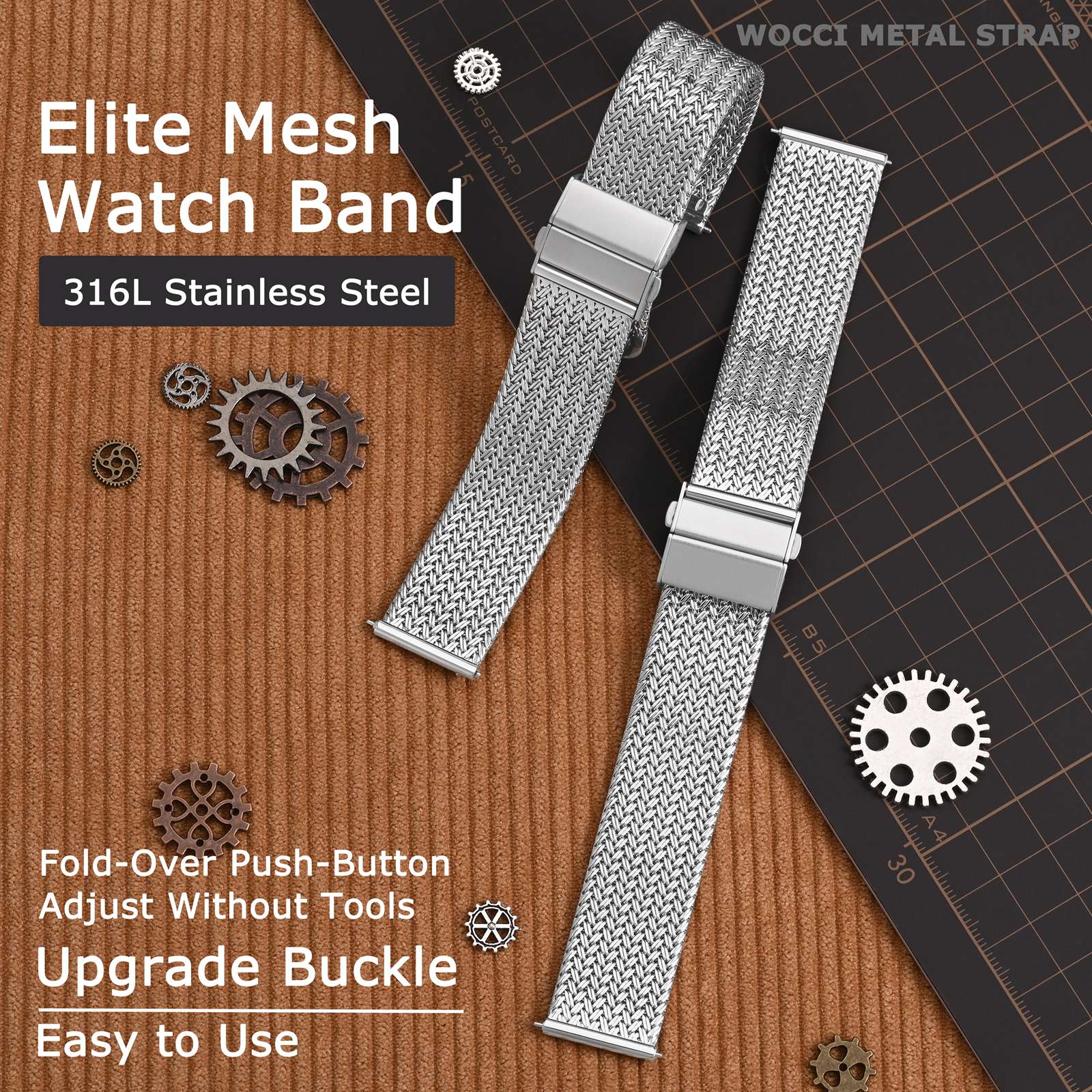 WOCCI 엘리트 메탈 시계 밴드, 메쉬 우븐, 메쉬  - Mesh Strap Metal 리뷰 및 가격