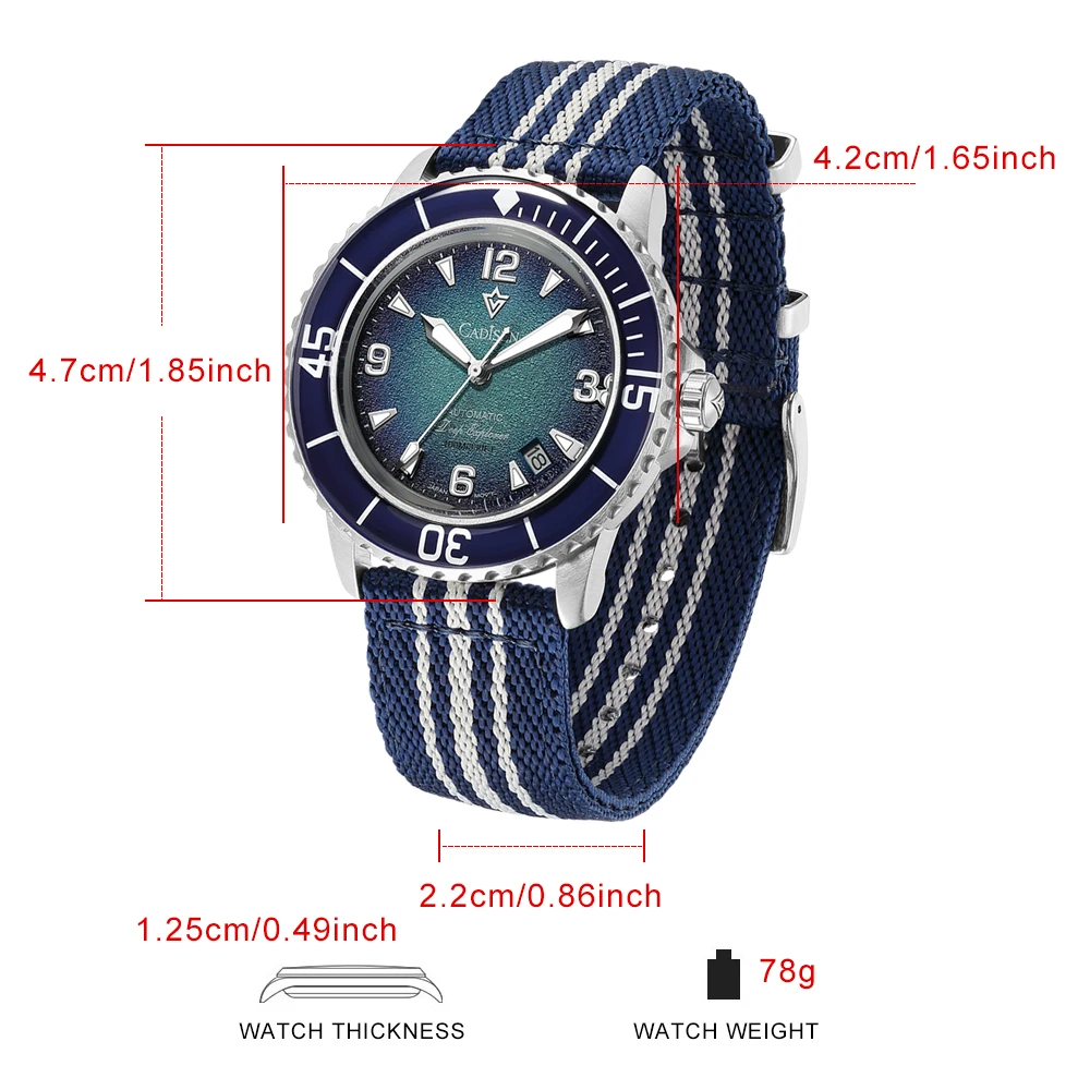 CADISEN 딥 익스플로러 미요타 8215 오토매틱  - Canvas Strap Watch 리뷰 및 가격