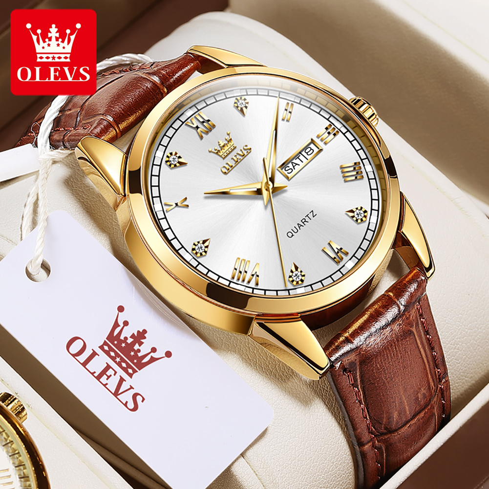 OLEVS 6896 최고 브랜드 남성용 쿼츠 시계 야광 - Leather Watch Band Men 리뷰 및 가격