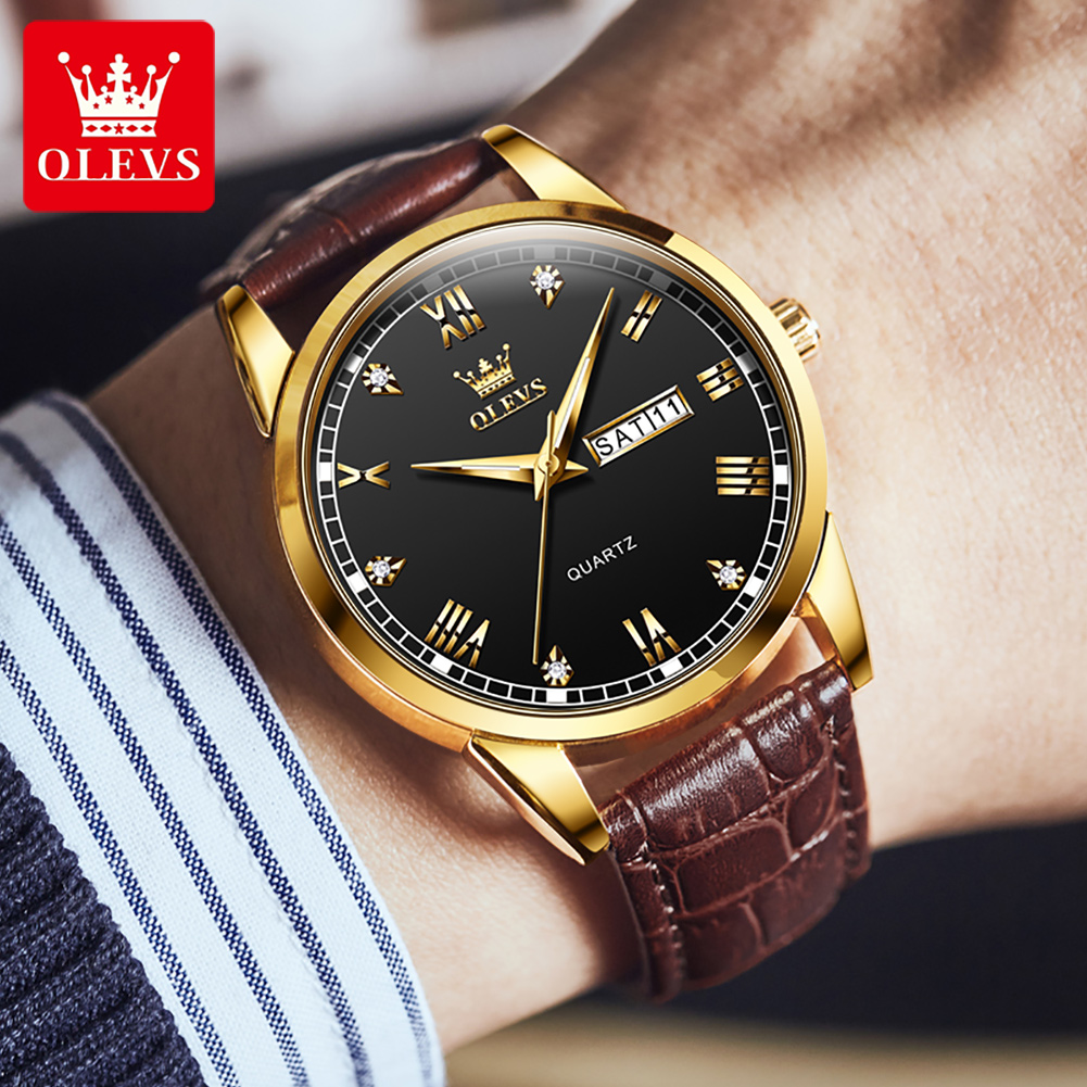 OLEVS 6896 최고 브랜드 남성용 쿼츠 시계 야광 - Leather Watch Band Men 리뷰 및 가격
