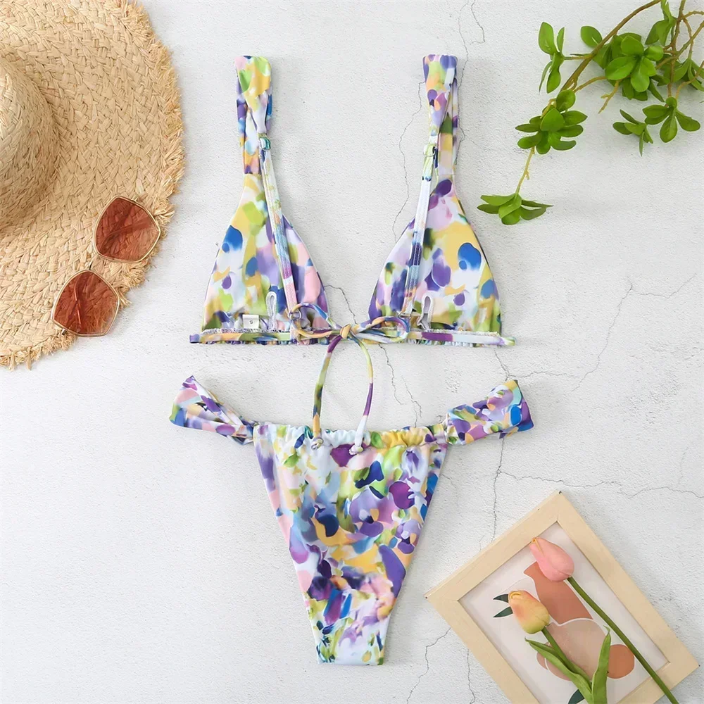 빈티지 프린트 비키니 티팬티 스트랩 스트링 백리스 삼각 - Tropic Strap Vintage 리뷰 및 가격