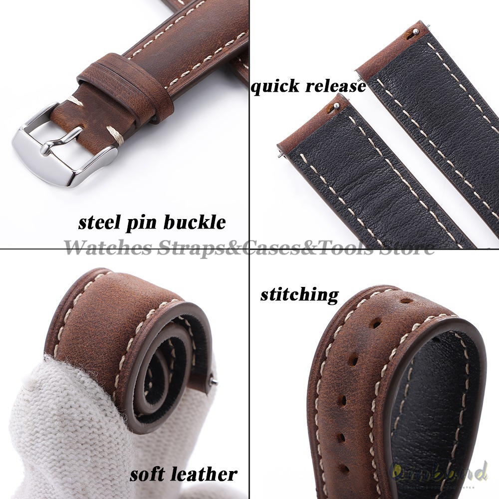 빈티지 소 가죽 시계 스트랩 14mm 16mm 18mm - Leather Strap Quick Release 리뷰 및 가격