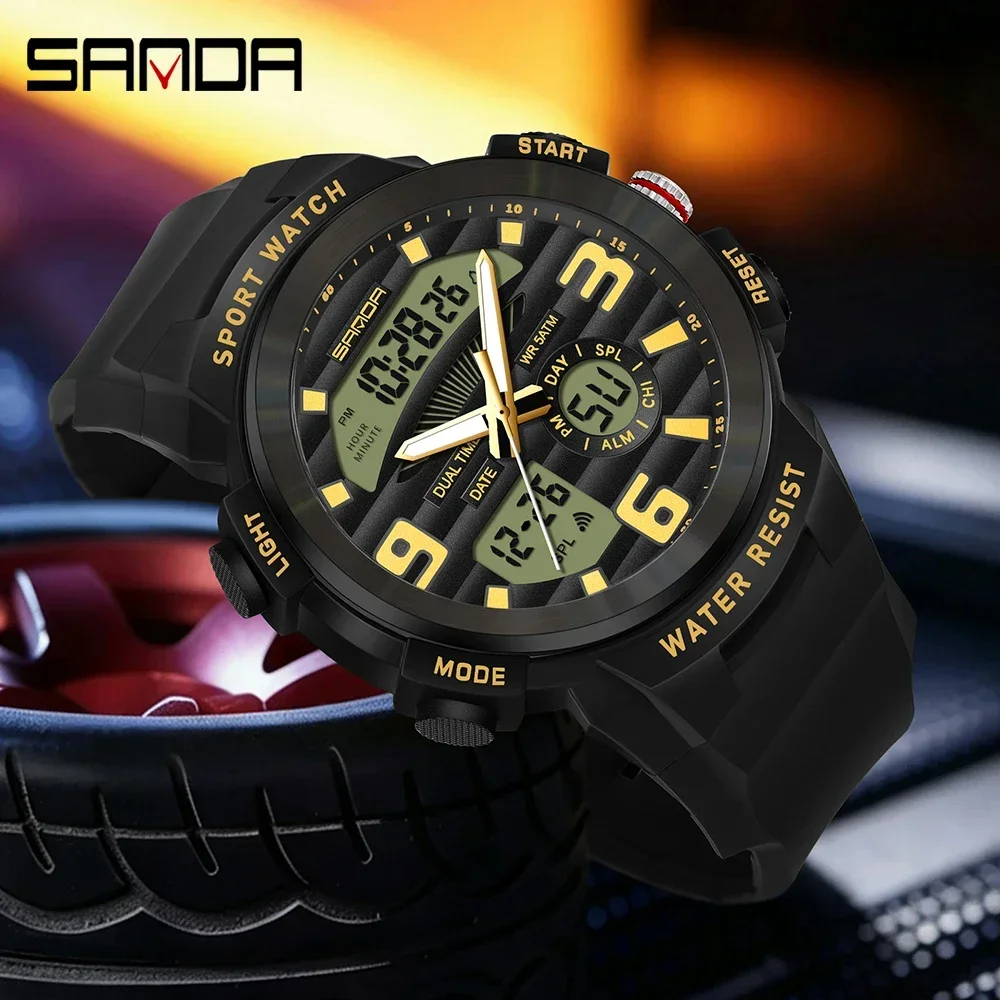 산다 다기능 남성용 시계 듀얼 디스플레이 방수 디지털  - Rubber Strap Diver 리뷰 및 가격